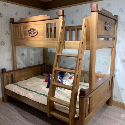 双十一新款木蜡油儿童上下床全实木双层床高低子母床亲子高箱床