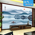 新中式大气山水意境5d壁布客厅沙发电视机背景墙纸8d立体高端壁画