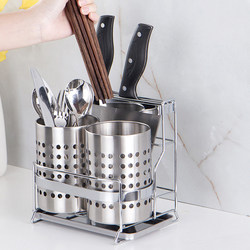 不锈钢餐具筒带接水盘 家用刀架厨房沥水筷子笼收纳盒筷筒置物架