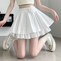 白色蕾丝短裙女夏2024年新款芭蕾风蛋糕裙高腰a字蓬蓬半身裙