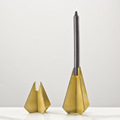 现代简约金属烛台创意三角装饰摆件 金色几何客厅餐桌家居艺术品