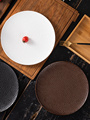 圆形寿司盘10寸黑色西餐盘网红棕色牛排盘子平板点心盘圆家用陶瓷