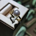 8.2mm日本Akoya珍珠戒指 18K金配真钻 正圆强光极微瑕 款式漂亮
