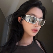 欧美水银反光连体未来科技感Y2K户外骑行运动墨镜太阳眼镜女防晒