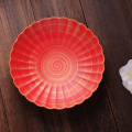 创意陶瓷餐具红色扫金花边炒菜盘日式怀石料理刺身盘复古沙拉圆盘