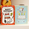 日本snoopy唯美蓝色蛋糕生日立体贺卡可爱送朋友礼物祝福手写卡片