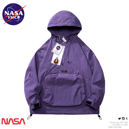 NASA联名早秋情侣款外套连帽休闲套头夹克登山卫衣男潮牌爆款山系