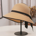 防晒草帽女夏天度假沙滩帽空顶遮阳帽可折叠防紫外线太阳帽子