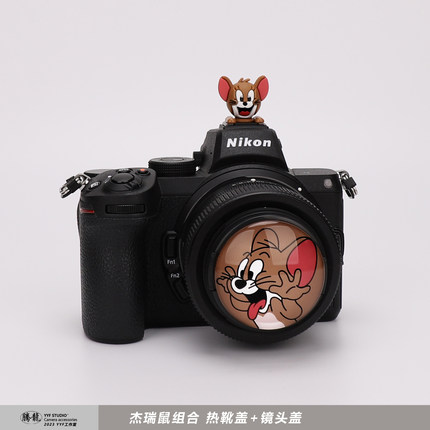 杰瑞鼠相机卡通镜头盖热靴M50小痰盂49mm适用索尼富士尼康佳能R50