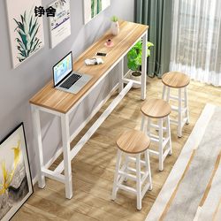 吧台桌简易靠墙商用窄桌子家用长条桌奶茶店桌椅组合高脚吧台椅子