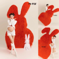 毛绒红色兔子影楼写真背景布拍照道具摄影服装婚纱孕妇儿童创意