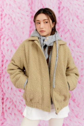 一吻定情韩国女装stylenanda正版代购秋冬保暖女士羊羔毛短外套