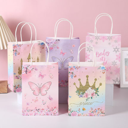 12个粉色浪漫鲜花礼品袋皇冠城堡梦幻礼品袋鲜花手提袋 伴手礼