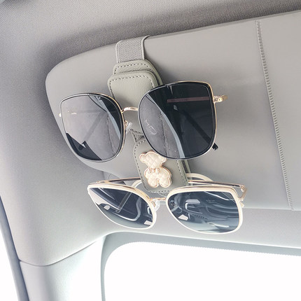 双用车载眼镜夹车上挂眼镜汽车内主驾太阳墨镜夹子遮阳板收纳真皮