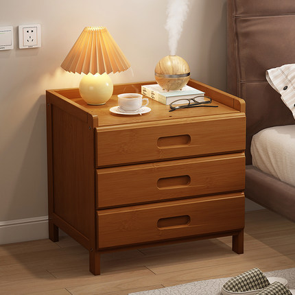 床头柜子置物架现代简约小型轻奢实木简易极窄床头书柜一体收纳柜
