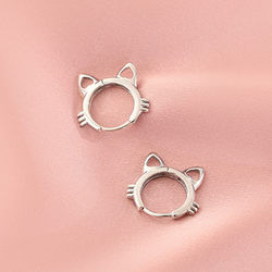有爱心的猫咪耳扣式耳环女夏季2020年新款潮S925纯银小众耳饰