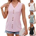 2024 INS Solid Color V-neck Button Loose Vest Sleeveless Top