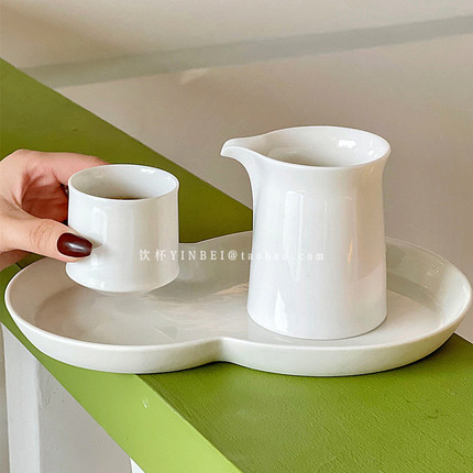 日式陶瓷拿铁咖啡分享壶公道杯简约纯白色咖啡杯咖啡馆手冲品鉴杯