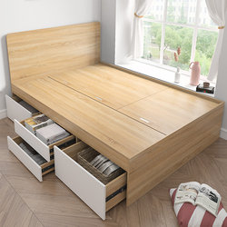 定制储物床现代简约单人床1.2米m榻榻米床高箱小户型收纳床踏踏米