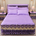 欧式蕾丝夹棉床裙加厚花边床罩床套1.5m1.8米床保护席梦思防滑套