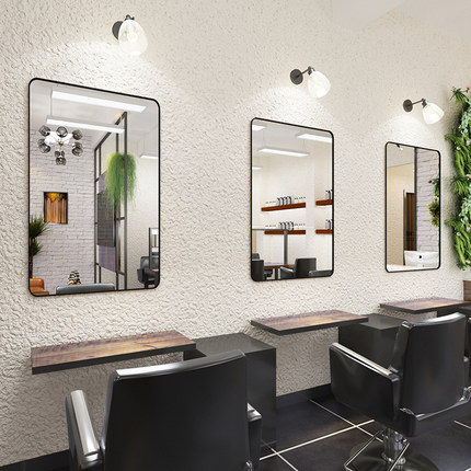 方型理发店镜子发廊专用挂墙网红美发镜台剪发烫染台面化妆壁挂式