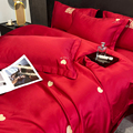 婚庆高级感喜庆四件套中式大红色床单高档刺绣被套结婚房床上用品