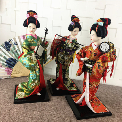 日本人偶人形艺妓摆件料理餐厅装饰仕女绢人日式工艺家居和服娃娃