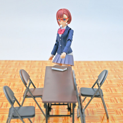 日本YAMADA 办公室场景长条会议桌子组合微缩1/12可折叠椅子