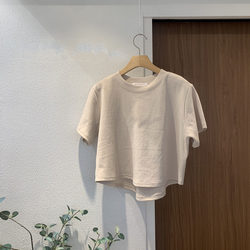 韩国东大门2024夏季新款时尚短款百搭简约纯色圆领拼接短袖T恤女