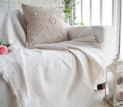 包邮沙发毯子沙发巾纯棉纯色素雅欧式沙发套防尘罩两人三人盖线毯