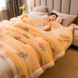 加厚双层毛毯羊羔绒法兰绒牛奶绒盖毯冬季保暖宿舍办公室小午睡毯