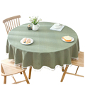 美式乡村田园大圆桌布餐桌布绿色格子新年圆形桌子茶几台布艺家用