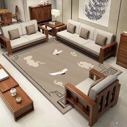 新中式地毯客厅茶几毯卧室书房地垫红木家具搭配茶桌家用中国风