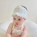 宝宝囟门帽子夏季小雏菊可爱大花边蕾丝网纱刺绣婴儿胎帽0-3个月