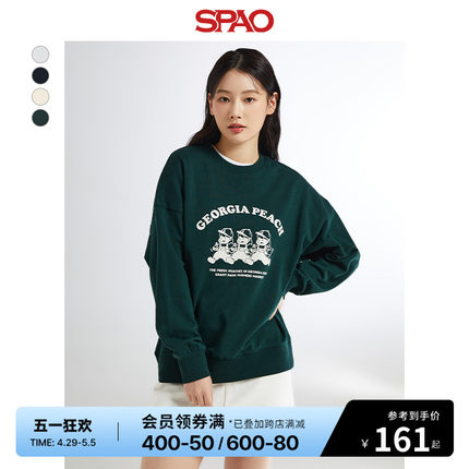 SPAO韩国同款2024年春季新款女士休闲时尚圆领长袖卫衣SPMWE11G81