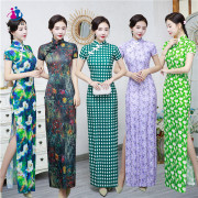 旗袍2023年新款夏季复古中国风女装花朵长款年轻款改良表演连衣裙