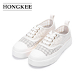 Hongkee/红科单鞋2022夏季新款系带女鞋纱网厚底休闲鞋子H052X201