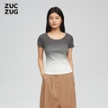 【新品】ZUCZUG素然24夏季女士休闲修身罗纹针织布坦领短袖T恤