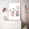 儿童房装饰画女孩卧室挂画公主房墙画北欧风格卡通动物兔子壁画