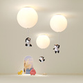现代简约创意熊猫气球吊灯儿童房卡通吸顶灯走廊过道玄关装饰灯具