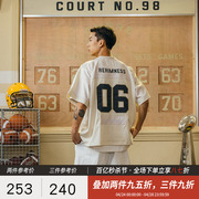 RR23SS夏季短袖T恤男美式复古运动休闲贴布绣橄榄球服reaimness