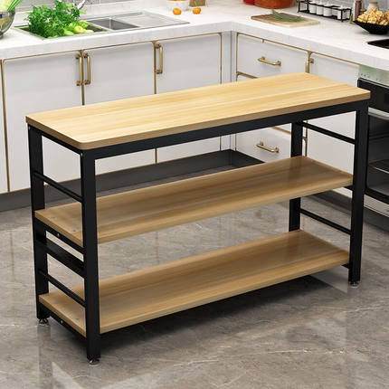 厨房置物架落地多功能切菜桌多层微波炉工作台长方形桌子储物两层