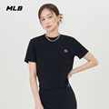 MLB官方 女款炫彩logo纯色短袖圆领宽松短款T恤24夏季新款TSBA1