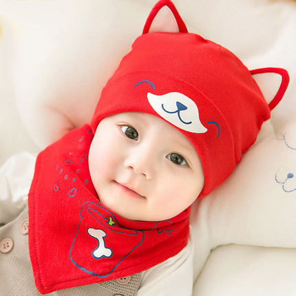 新生儿胎帽春秋0-3-6-12个月男女宝宝婴儿帽子纯棉护耳套头帽冬季