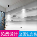 水墨画山水壁画电视背景墙仿古中国风壁纸中式古典无缝墙布3d壁画