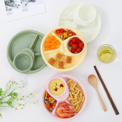 韩国ins奶油黄分隔餐盘陶瓷家用一人食分格盘定量减肥速食早餐盘