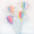 网红浪漫云朵立体热气球小气球创意生日蛋糕装饰摆件插件套装配件