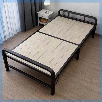 折叠床实木床板1.2米家用简易双人硬板陪护床铁架加固1米小单人床