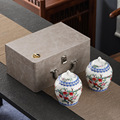 高档皮包茶叶包装礼盒空盒白茶红茶绿茶通用陶瓷茶叶罐半斤装茶盒