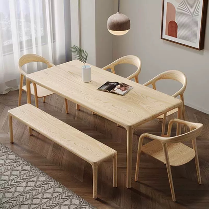 实木餐桌椅组合日式简约长方形木桌小户型家用饭桌白蜡木大板桌子